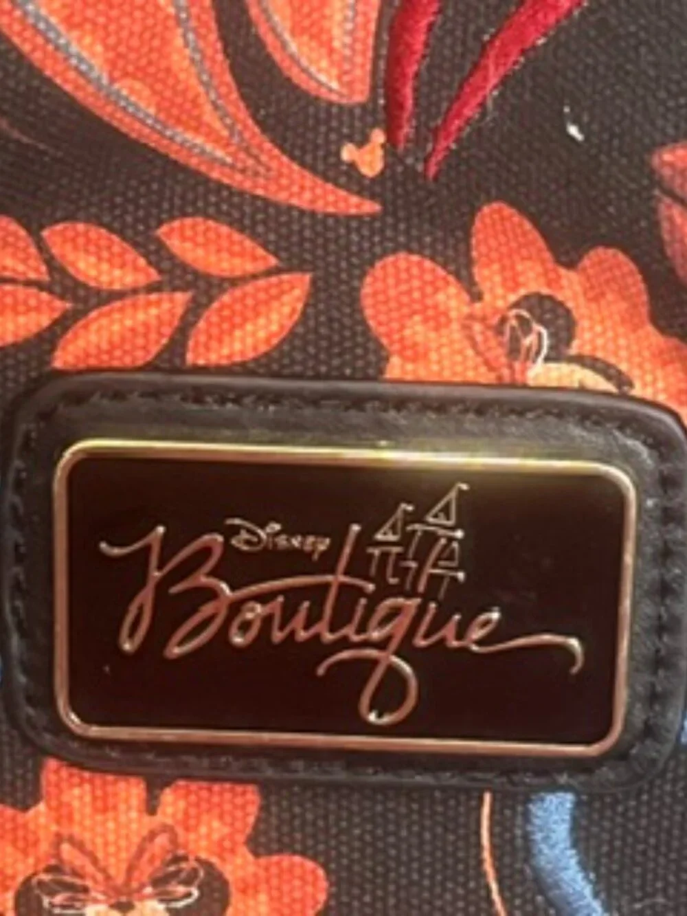 Disney Boutique Minnie Mouse Backpack Canvas Embroidered Orange & Black‎